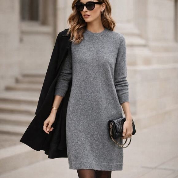 Neiman Marcus Dresses & Skirts - Neiman Marcus The Cashmere Collection 100% Cashmere Knit Dress Gray Size L